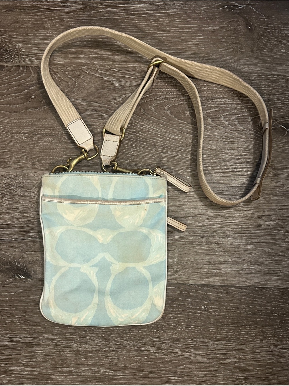 Coach Light Blue and Beige Crossbody Bag